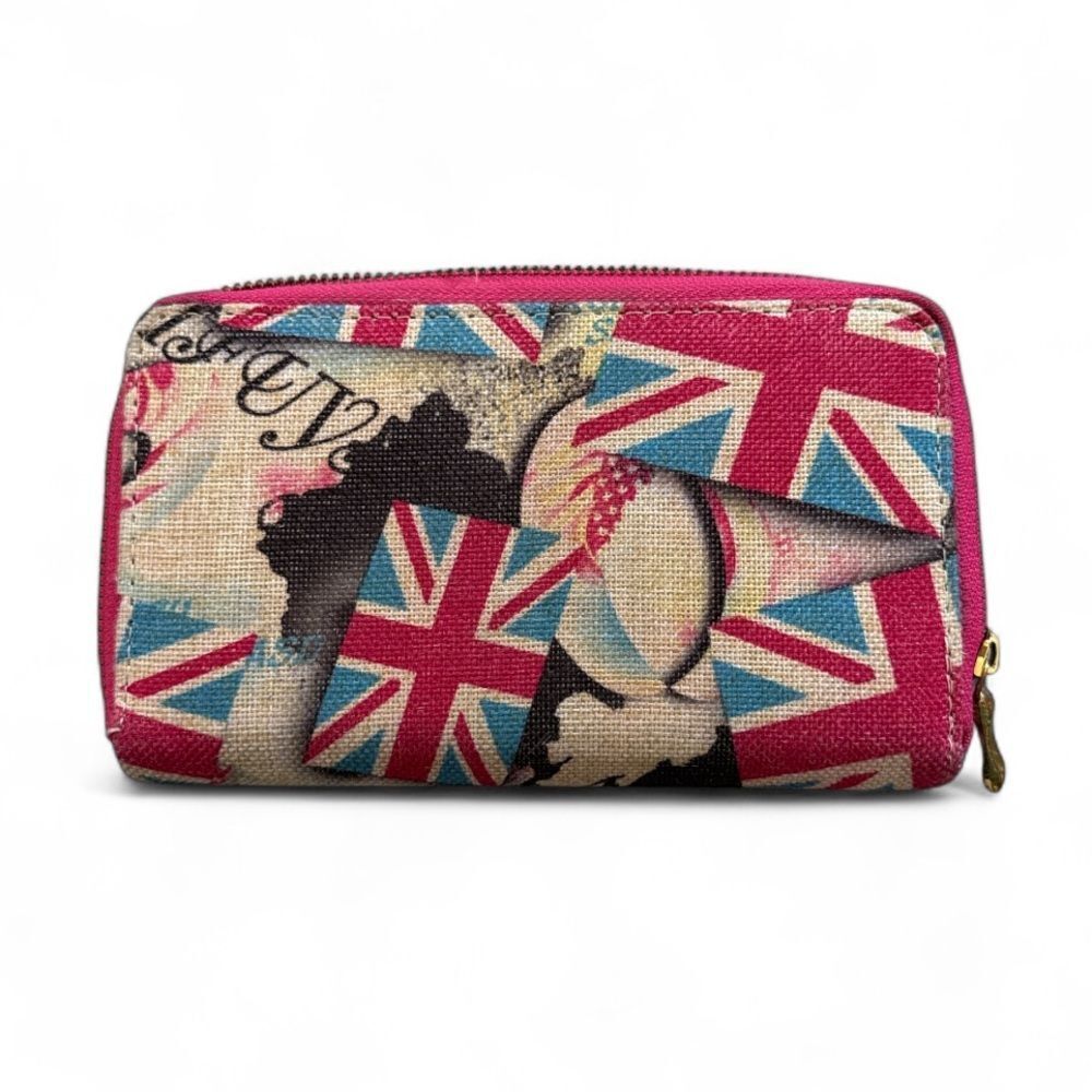 Pink Union Jack Pattern Zip-Around Women's Wallet